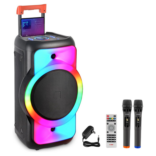 5Core Bluetooth Party Speaker 12 inch PA RGB Partybox Karaoke Machine + 2 Wireless Mic